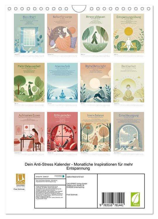 Produktbild: Dein Anti-Stress Kalender - Monatliche Inspirationen f&uuml;r mehr Entspannung (Wandkalender 2027 DIN A4 hoch), CALVENDO Monatskalender