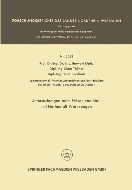 Produktbild: Untersuchungen beim Fr&auml;sen von Stahl mit Hartmetall-Werkzeugen