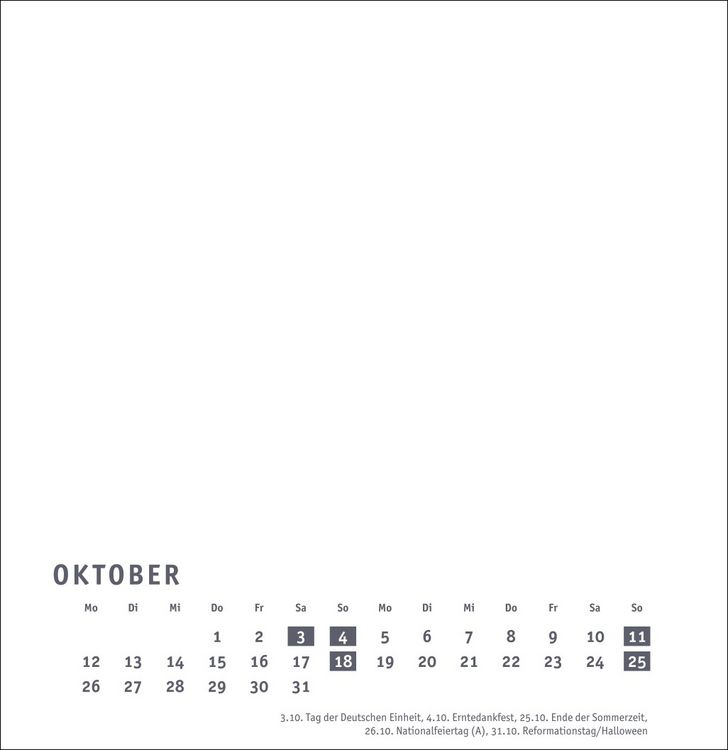 Produktbild: Premium-Bastelkalender weiß groß 2026