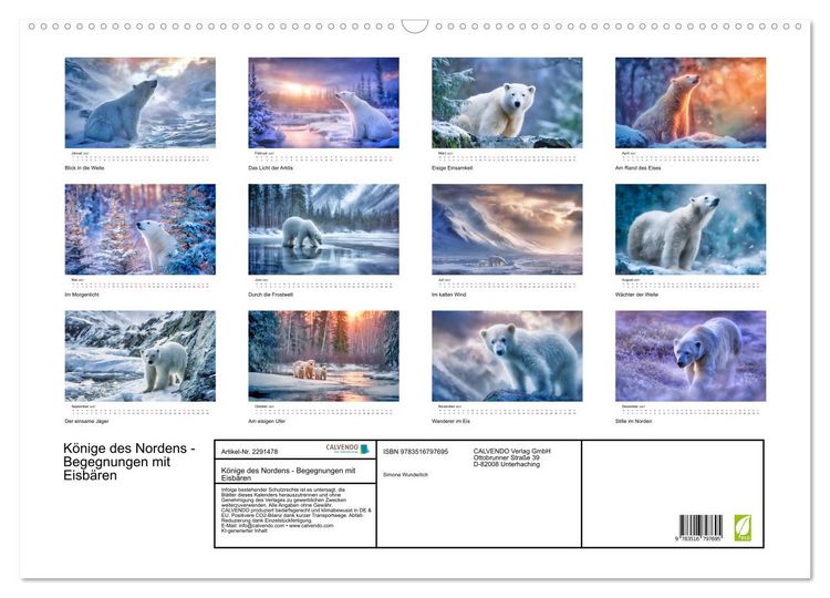 Produktbild: K&ouml;nige des Nordens - Begegnungen mit Eisb&auml;ren (Wandkalender 2027 DIN A2 quer), CALVENDO Monatskalender