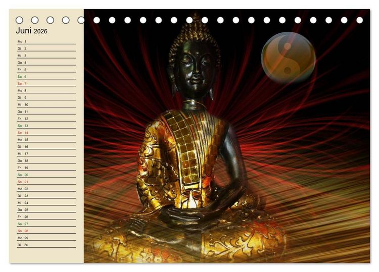 Produktbild: Buddha und Yin Yang (Tischkalender 2026 DIN A5 quer), CALVENDO Monatskalender