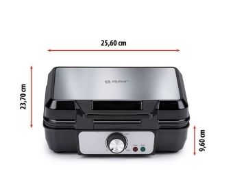 Produktbild: ALPINA Waffeleisen, 1000 Watt, Scharz-Silber