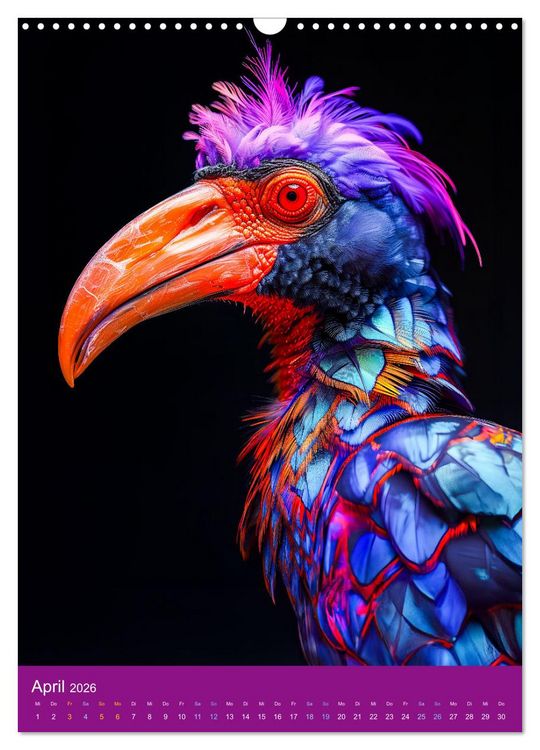 Produktbild: Neon-Evolution - Fluoreszierende Fantasietiere der KI-Welt (Wandkalender 2026 DIN A3 hoch), CALVENDO Monatskalender