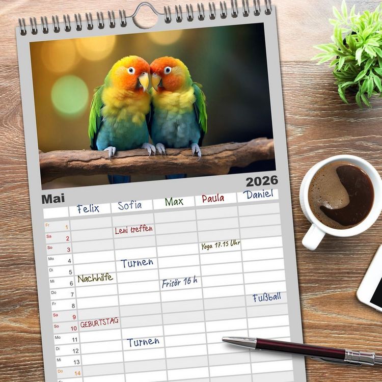 Produktbild: Familienplaner 2026 - Unzertennlich mit 5 Spalten (Wandkalender, 21 x 45 cm) CALVENDO