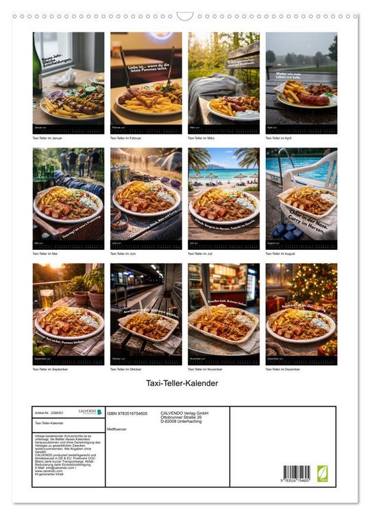 Produktbild: Taxi-Teller-Kalender (Wandkalender 2027 DIN A2 hoch), CALVENDO Monatskalender