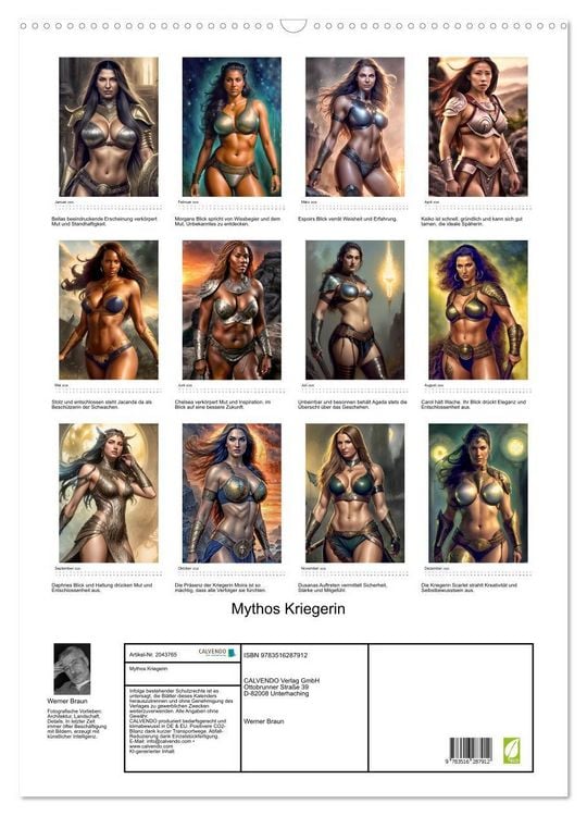 Produktbild: Mythos Kriegerin (Wandkalender 2026 DIN A2 hoch), CALVENDO Monatskalender