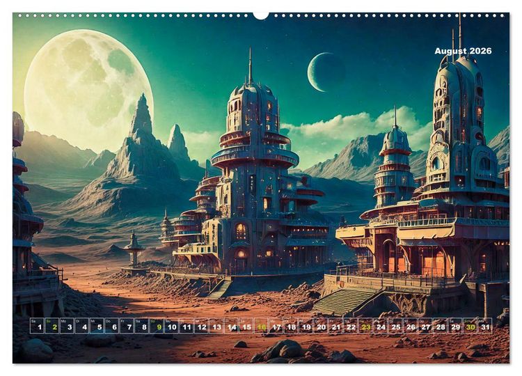 Produktbild: Pionierbauten auf fremden Planeten (Wandkalender 2026 DIN A2 quer), CALVENDO Monatskalender
