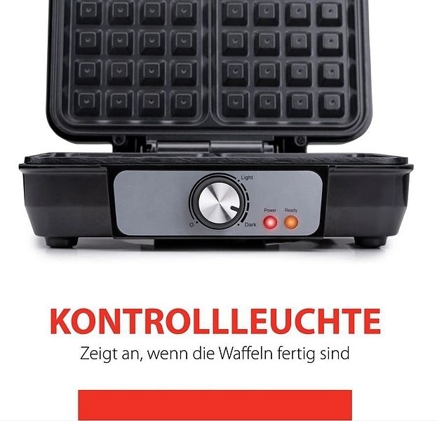Produktbild: ALPINA Waffeleisen, 1000 Watt, Scharz-Silber