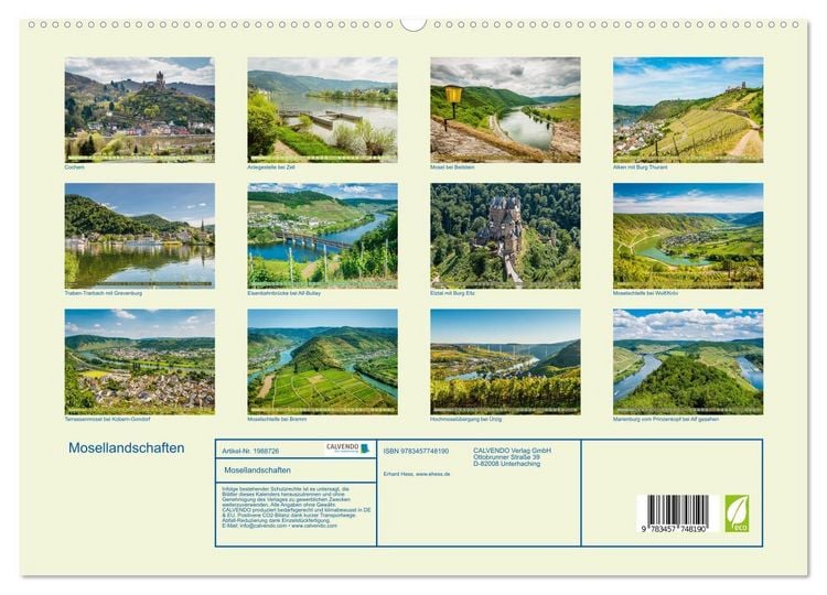 Produktbild: Mosellandschaften (hochwertiger Premium Wandkalender 2026 DIN A2 quer), Kunstdruck in Hochglanz