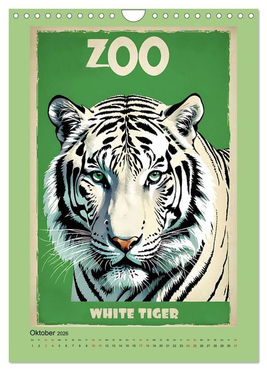 Produktbild: Zoo Vintage-Poster (Wandkalender 2026 DIN A4 hoch), CALVENDO Monatskalender