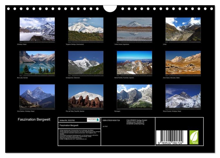 Produktbild: Faszination Bergwelt (Wandkalender 2026 DIN A4 quer), CALVENDO Monatskalender