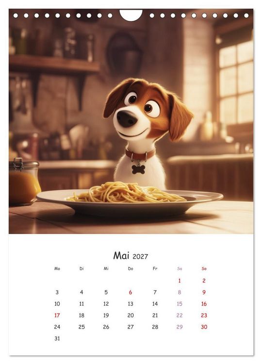 Produktbild: Fellnasen am K&uuml;chentisch - 12 KI-Motive mit Hunden (Wandkalender 2027 DIN A4 hoch), CALVENDO Monatskalender