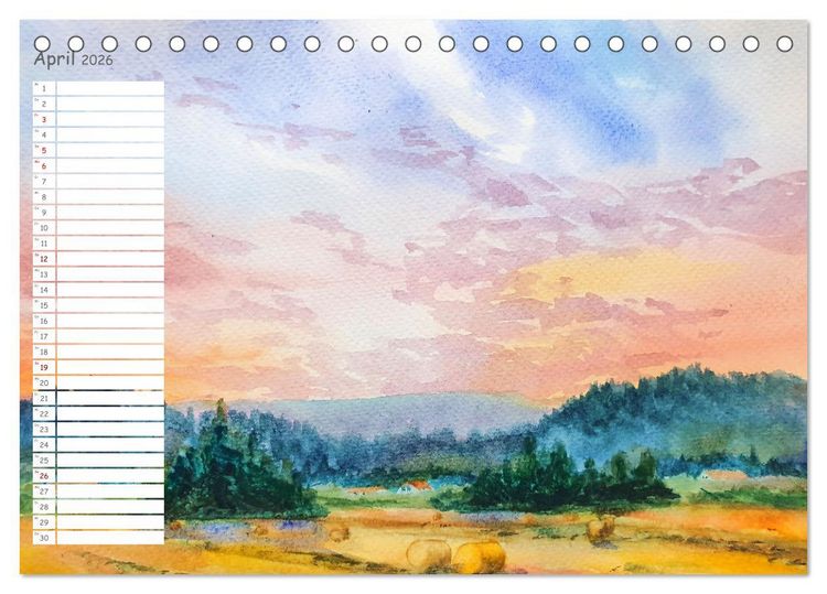 Produktbild: Gemalte Herbsttr&auml;ume - Eine malerische Reise in bunte Herbstlandschaften (Tischkalender 2026 DIN A5 quer), CALVENDO Monatskalender