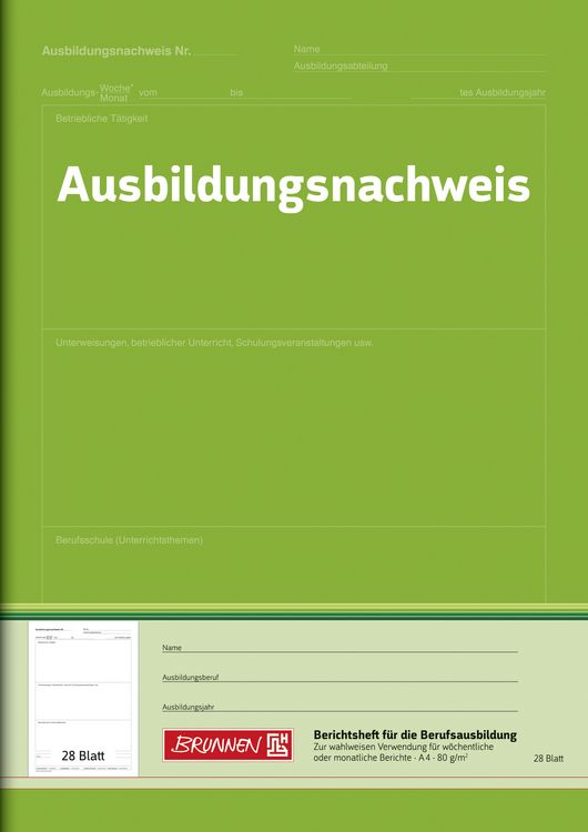 Produktbild: Brunnen Heft A4 Ausbildungsnachweis