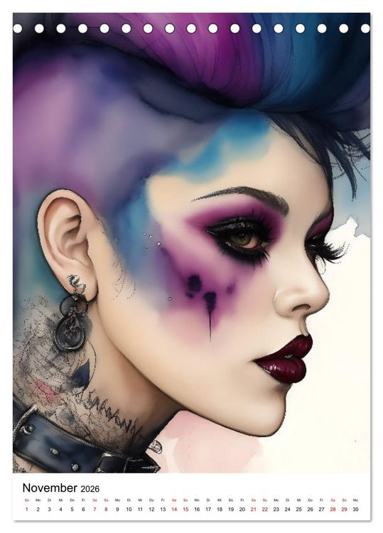 Produktbild: Punk Girls mit einer Prise New Wave (Tischkalender 2026 DIN A5 hoch), CALVENDO Monatskalender