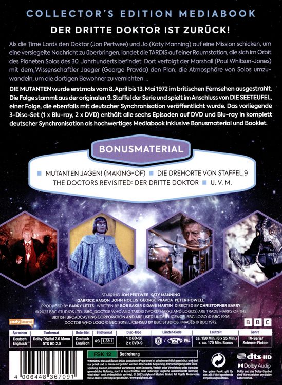 Produktbild: Doctor Who: Der Dritte Doktor - Die Mutanten LTD. (+ 2 DVDs)