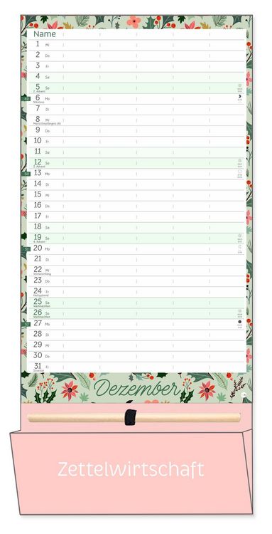 Produktbild: Deko-Familienplaner mit Tasche Flower Time 2027
