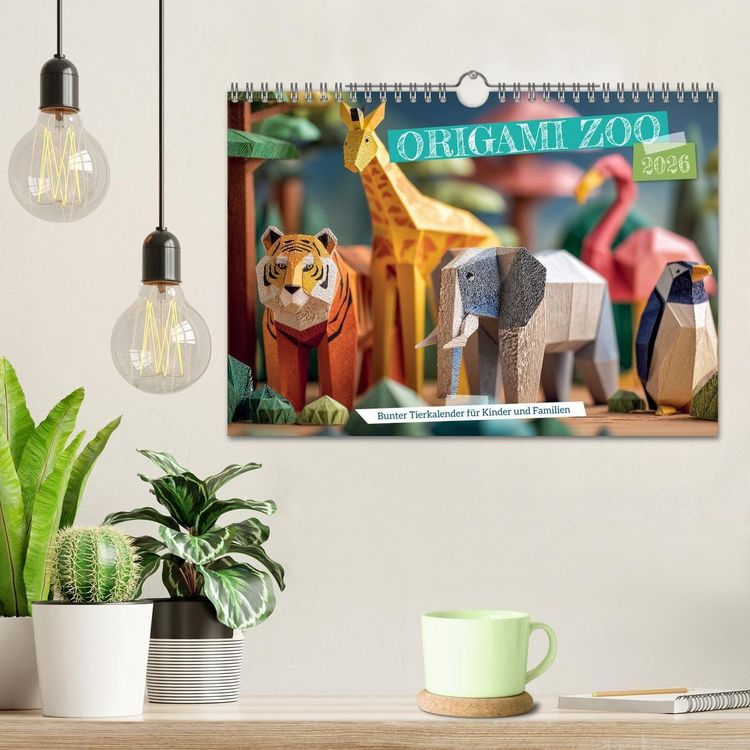 Produktbild: Origami Zoo - Bunter Tierkalender f&uuml;r Kinder und Familien (Wandkalender 2026 DIN A4 quer), CALVENDO Monatskalender