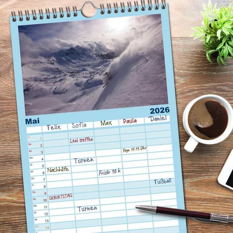 Produktbild: Familienplaner 2026 - Faskination mit 5 Spalten (Wandkalender, 21 x 45 cm) CALVENDO