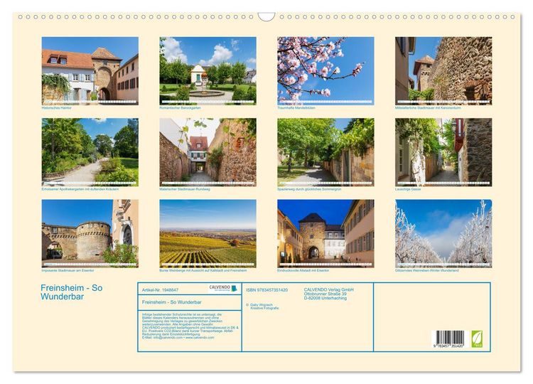 Produktbild: Freinsheim - So Wunderbar (Wandkalender 2026 DIN A2 quer), CALVENDO Monatskalender