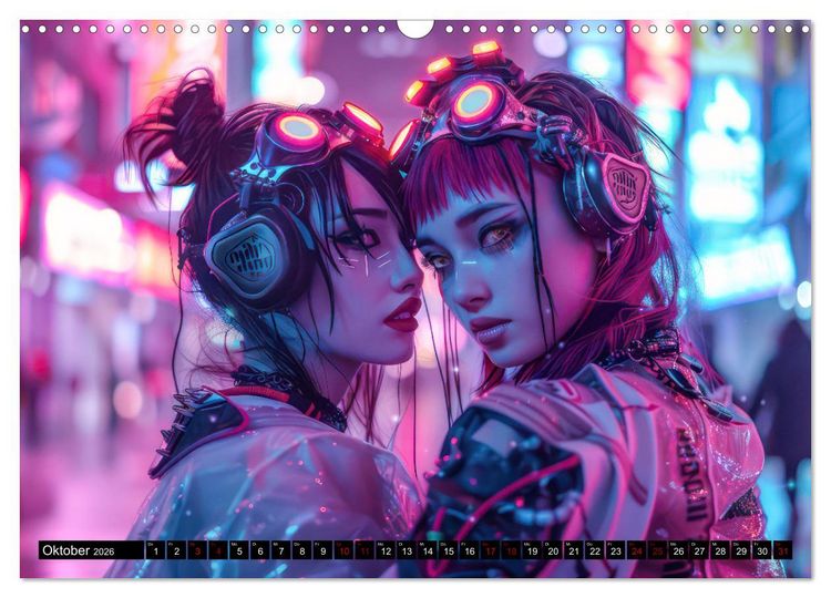 Produktbild: Cyberpunk - Hochtechnisierte Neonwelt (Wandkalender 2026 DIN A3 quer), CALVENDO Monatskalender