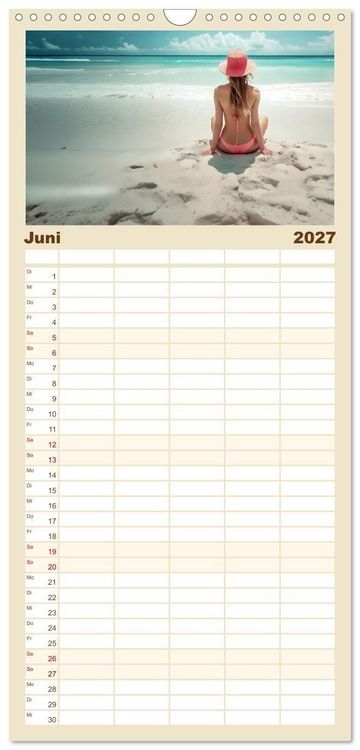 Produktbild: Familienplaner 2027 - Entspannen am Strand mit 5 Spalten (Wandkalender, 21 x 45 cm) CALVENDO