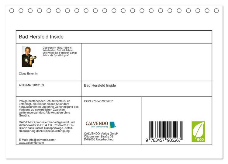 Produktbild: Bad Hersfeld Inside (Tischkalender 2026 DIN A5 quer), CALVENDO Monatskalender