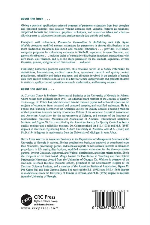 Produktbild: Parameter Estimation in Reliability and Life Span Models