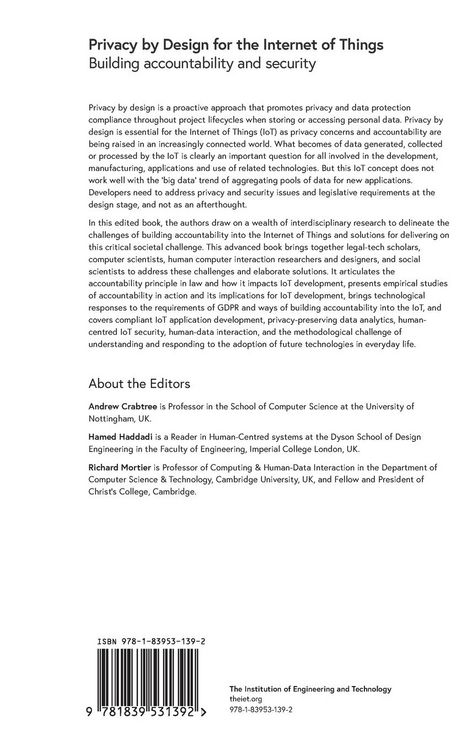 Produktbild: Privacy by Design for the Internet of Things