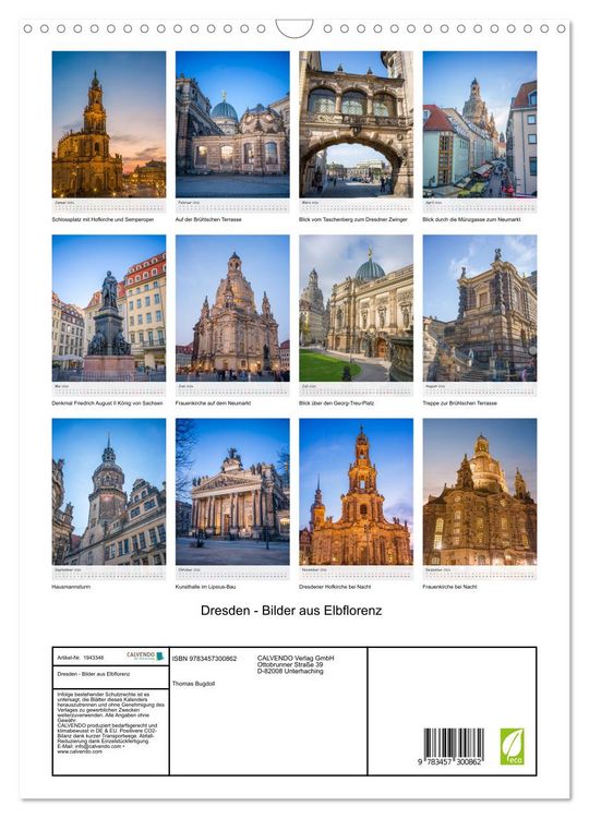 Produktbild: Dresden - Bilder aus Elbflorenz (Wandkalender 2026 DIN A3 hoch), CALVENDO Monatskalender