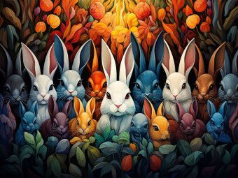 Produktbild: CALVENDO Puzzle Kaninchen - Illustration vieler K&ouml;pfe auf einem Bild | 1000 Teile Lege-Gr&ouml;&szlig;e 64x48cm Foto-Puzzle f&uuml;r gl&uuml;ckliche Stunden