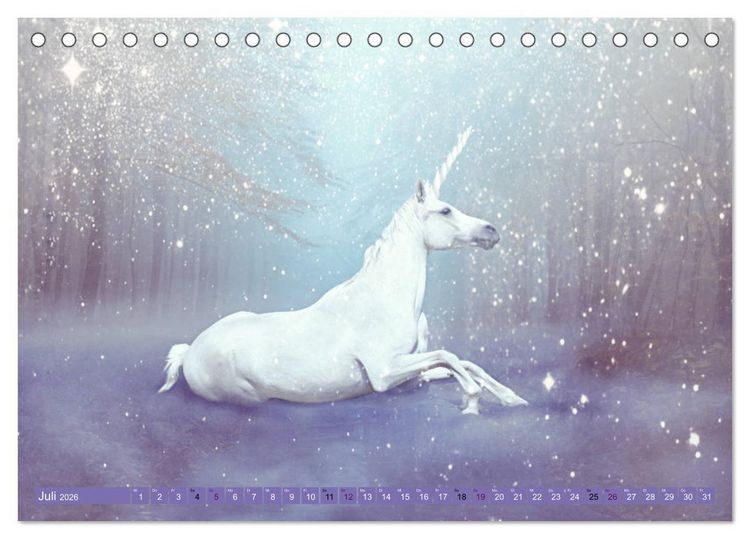 Produktbild: Einhorn Welt - vertr&auml;umte Einhornbilder (Tischkalender 2026 DIN A5 quer), CALVENDO Monatskalender
