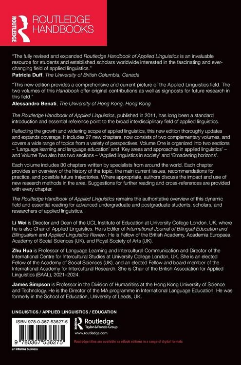 Produktbild: The Routledge Handbook of Applied Linguistics