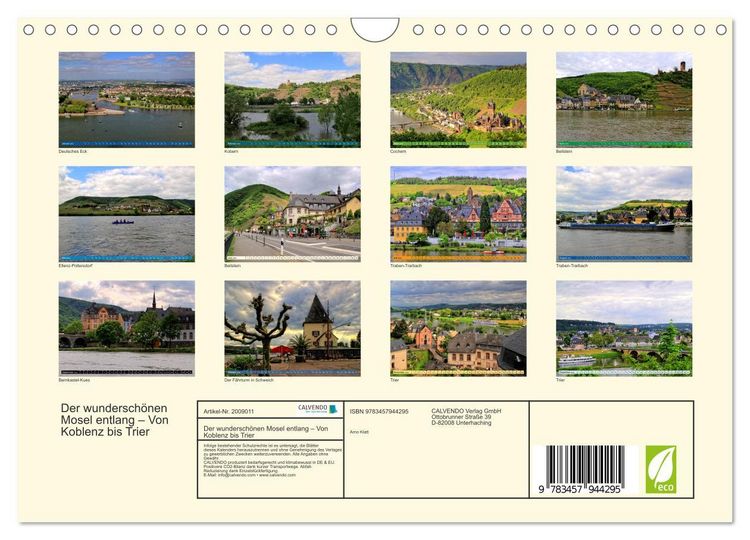 Produktbild: Der wundersch&ouml;nen Mosel entlang &ndash; Von Koblenz bis Trier (Wandkalender 2026 DIN A4 quer), CALVENDO Monatskalender