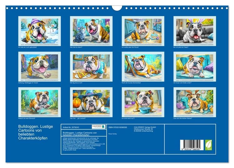 Produktbild: Bulldoggen. Lustige Cartoons von beliebten Charakterk&ouml;pfen (Wandkalender 2026 DIN A3 quer), CALVENDO Monatskalender