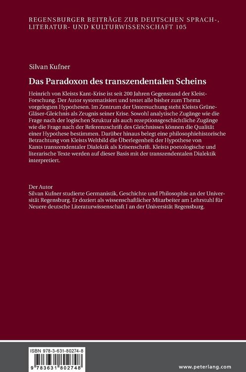 Produktbild: Das Paradoxon des transzendentalen Scheins