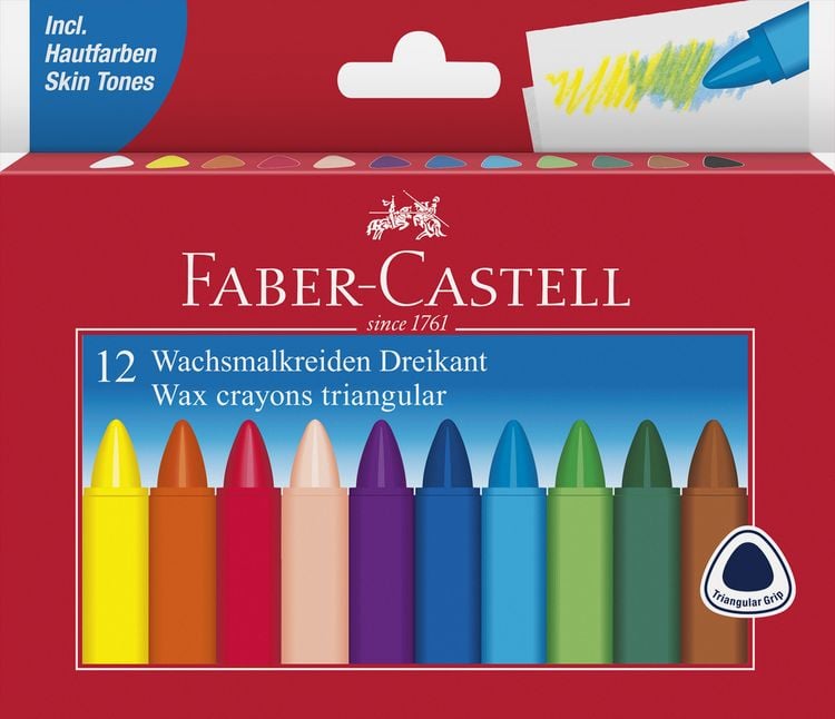 Produktbild: Faber-Castell Wachsmalstifte dreikant 12er Kartonetui
