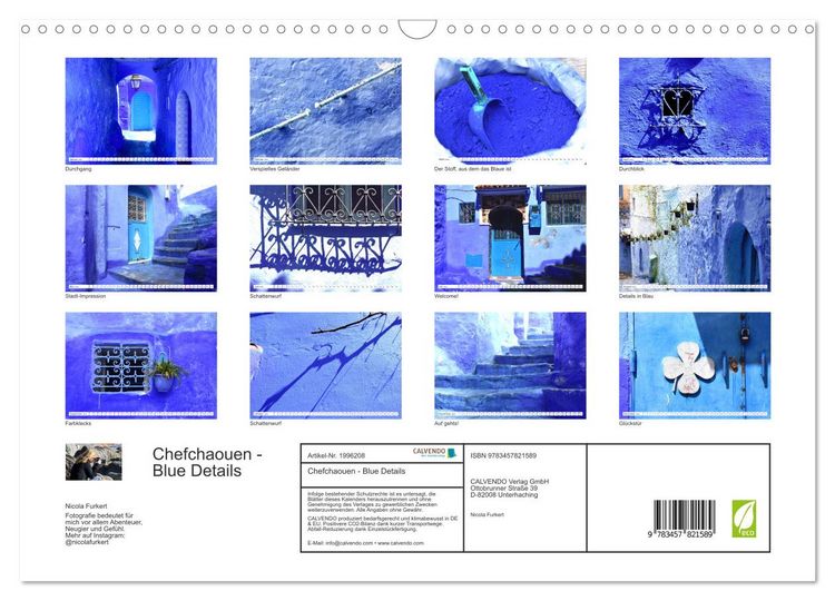 Produktbild: Chefchaouen - Blue Details (Wandkalender 2026 DIN A3 quer), CALVENDO Monatskalender