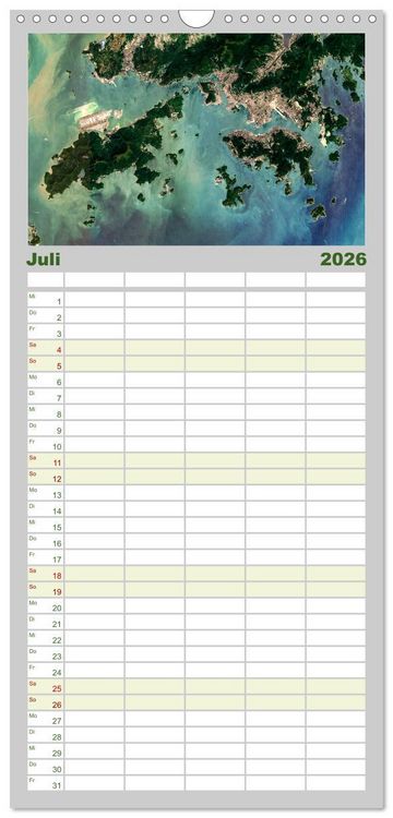 Produktbild: Familienplaner 2026 - Die Erde aus dem All mit 5 Spalten (Wandkalender, 21 x 45 cm) CALVENDO