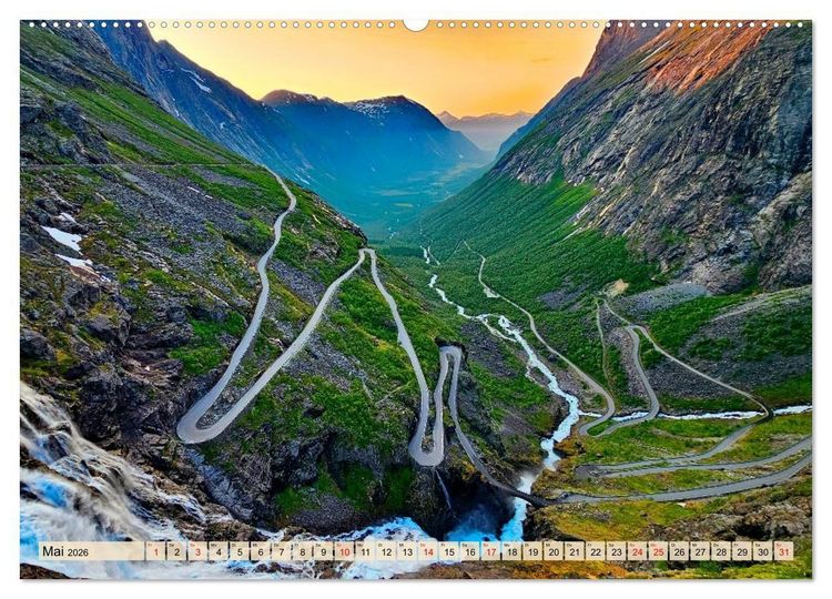 Produktbild: K&ouml;nigsroute Norwegens (hochwertiger Premium Wandkalender 2026 DIN A2 quer), Kunstdruck in Hochglanz