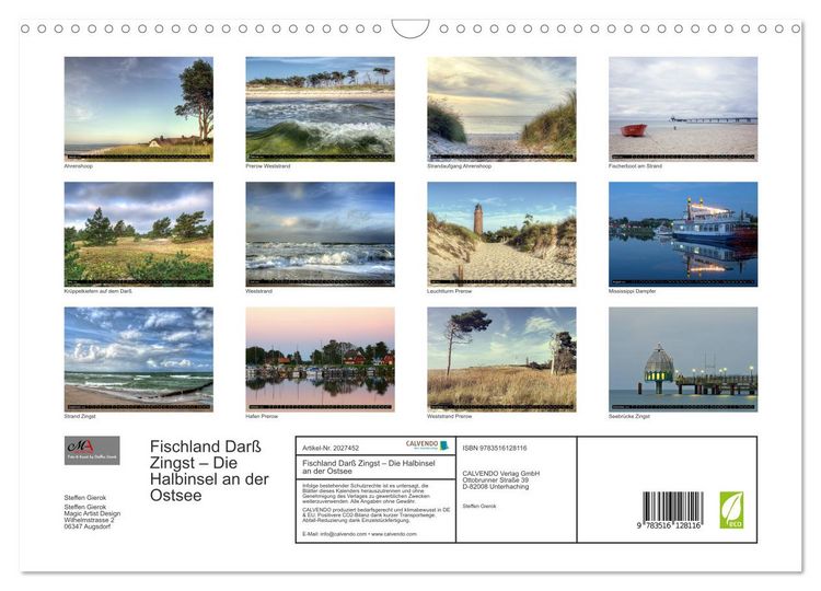 Produktbild: Fischland Dar&szlig; Zingst &ndash; Die Halbinsel an der Ostsee (Wandkalender 2026 DIN A3 quer), CALVENDO Monatskalender