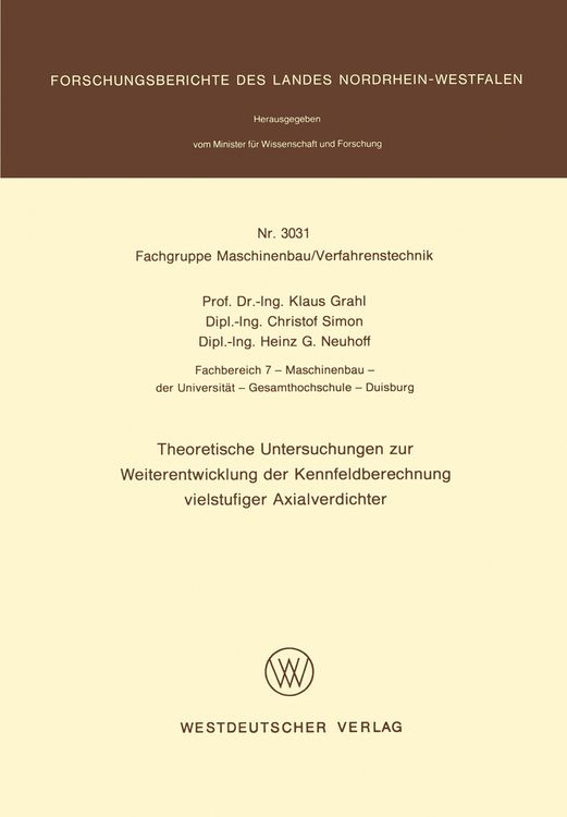 Produktbild: Theoretische Untersuchungen zur Weiterentwicklung der Kennfeldberechnung vielstufiger Axialverdichter