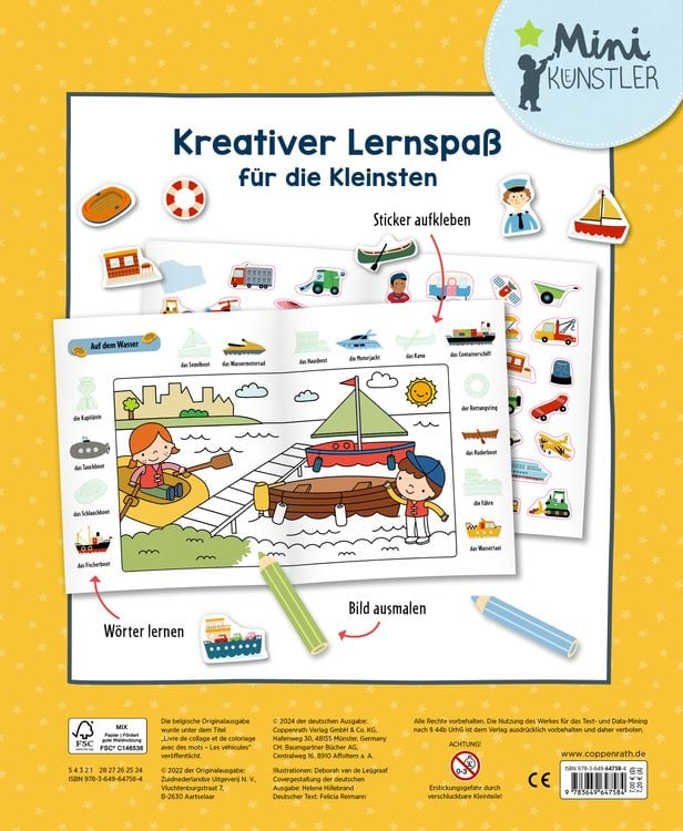 Produktbild: Mein 1. Sticker-Malbuch: Fahrzeuge - Mini-Künstler