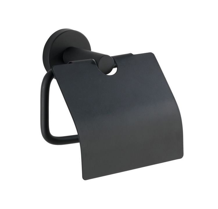 Produktbild: Toilettenpapierhalter Edelstahl Mod. Bosio Black matt mit Deckel, rostfrei