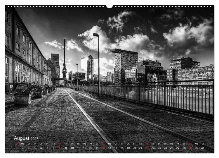 Produktbild: D&uuml;sseldorf Ansichten in Schwarz-Wei&szlig; (hochwertiger Premium Wandkalender 2027 DIN A2 quer), Kunstdruck in Hochglanz