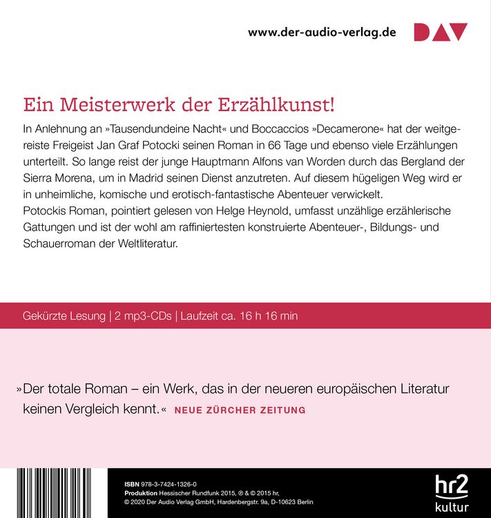 Produktbild: Die Handschriften von Saragossa oder Die Abenteuer in der Sierra Morena