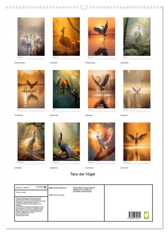 Produktbild: Tanz der V&ouml;gel (Wandkalender 2026 DIN A2 hoch), CALVENDO Monatskalender