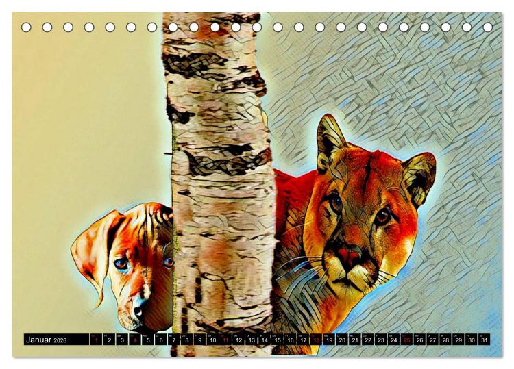 Produktbild: Rhodesian Ridgeback der Hund mit dem Tropfen L&ouml;wenblut (Tischkalender 2026 DIN A5 quer), CALVENDO Monatskalender