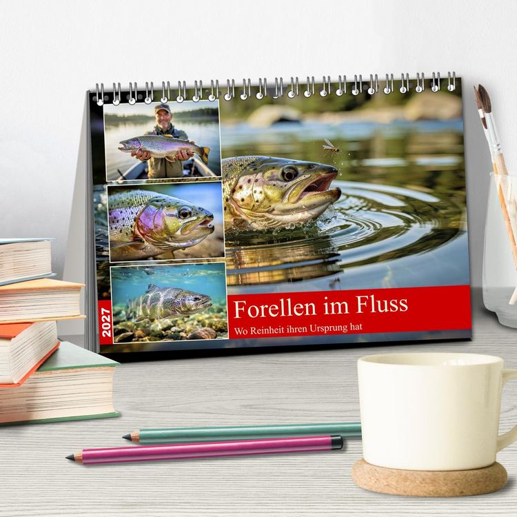 Produktbild: Forellen im Fluss (Tischkalender 2027 DIN A5 quer), CALVENDO Monatskalender