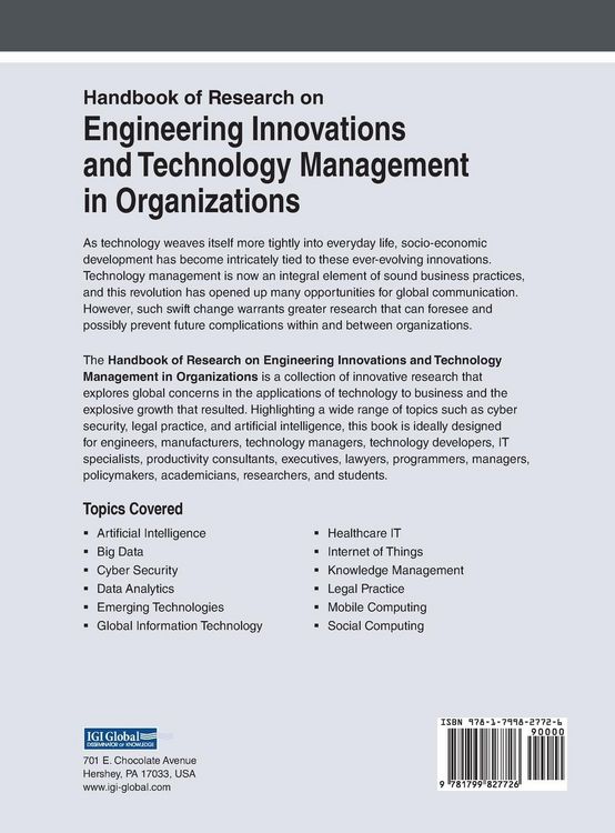 Produktbild: Handbook of Research on Engineering Innovations and Technology Management in Organizations